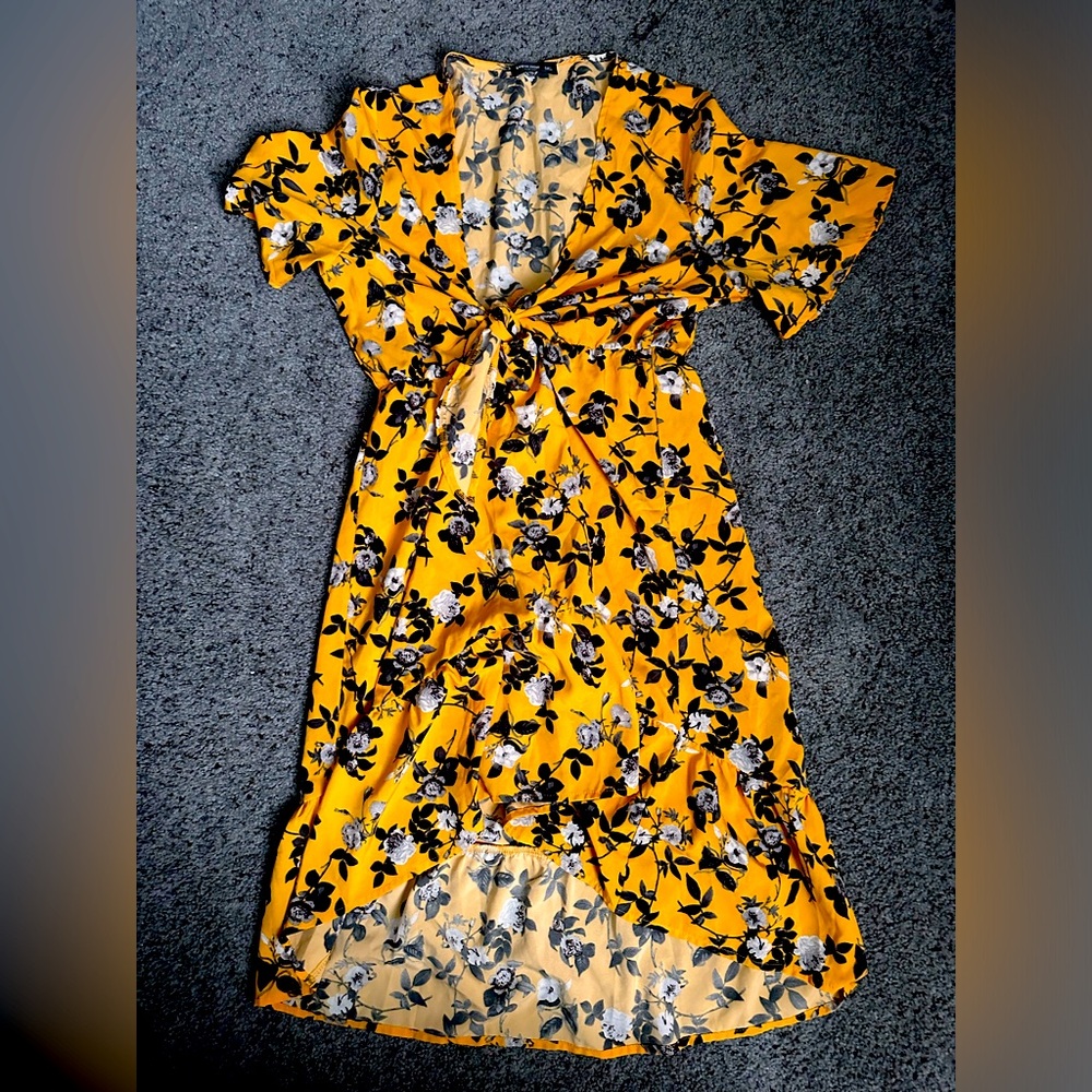 Floral black and yellow dress